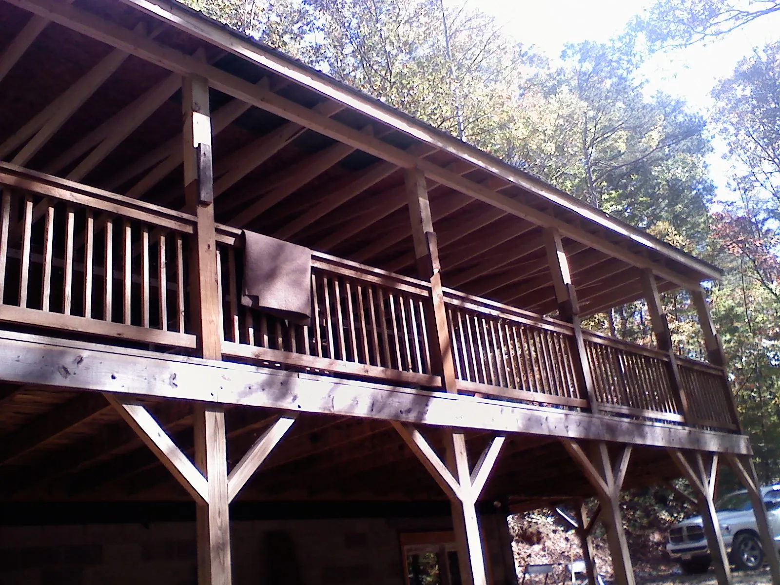 Timber framing under a new elevated porch and deck — Roof Leak Repair in Tonica by Roofing Brothers